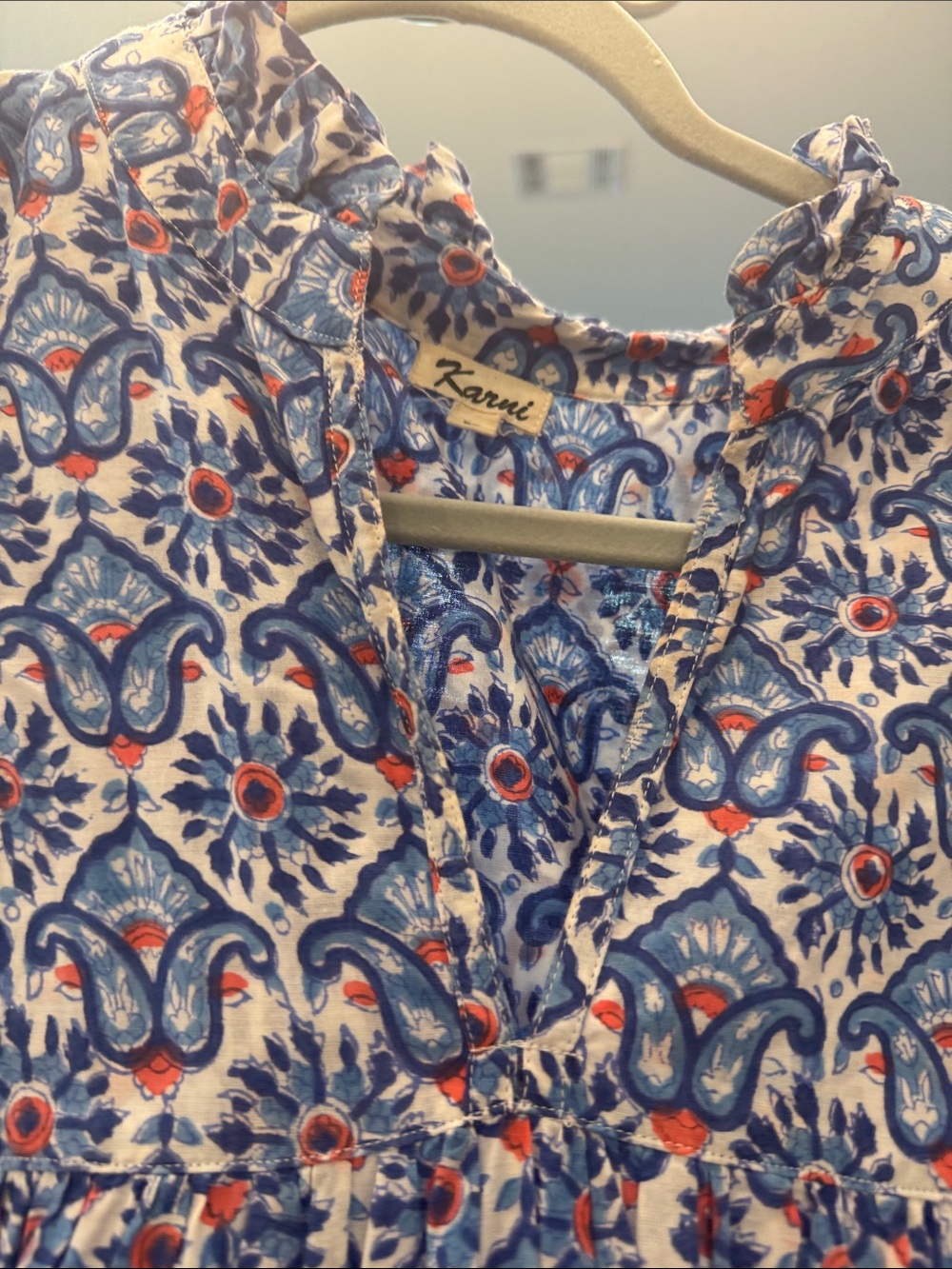 Boho Printed Maxi Dress in Blue, white - Picture 3 of 7